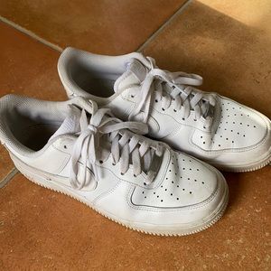 All white Air Force 1. Size 9.5 women’s